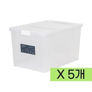 [두루네988] 심플 스텝 리빙박스 75L x 1box (5개) 화이트 반투명