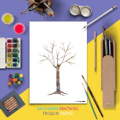 [하하네321] 상상하당 도안지 - 나무 (10매) /컬러링/색칠/풍경