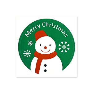 [오케이네2062] 원형 크리스마스 스티커(눈사람-50장)