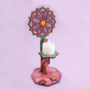 [아이디네20] 우드 DIY 전통촛대  꽃문양 전통 만들기 (LED양초포함)