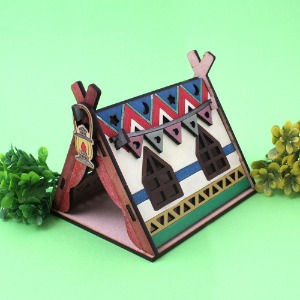 [아이디네15] 우드DIY 인디언텐트 어린이 조립 나무공예 만들기 MDF 미니어쳐 색칠놀이 장난감