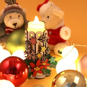 [아이디네190] 우드 DIY 조명 무드등  크리스마스 촛대 촛불 별매 LED 조명키트 만들기